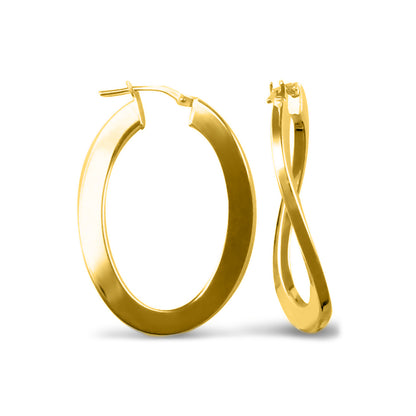 14k Gold-plated Sterling Silver  formed  Hoop Earrings - AER023-GP