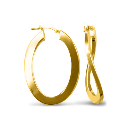 14k Gold-plated Sterling Silver  formed Hoop Earrings - AER023-GP