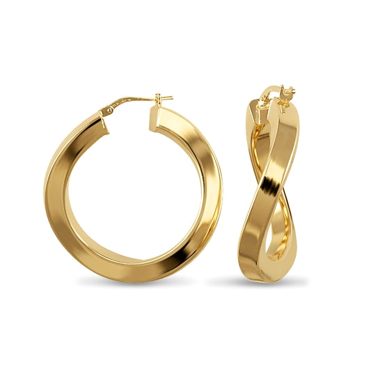 14k Gold-plated Sterling Silver  Square Tube Curved Hoop Earrings - AER024-GP