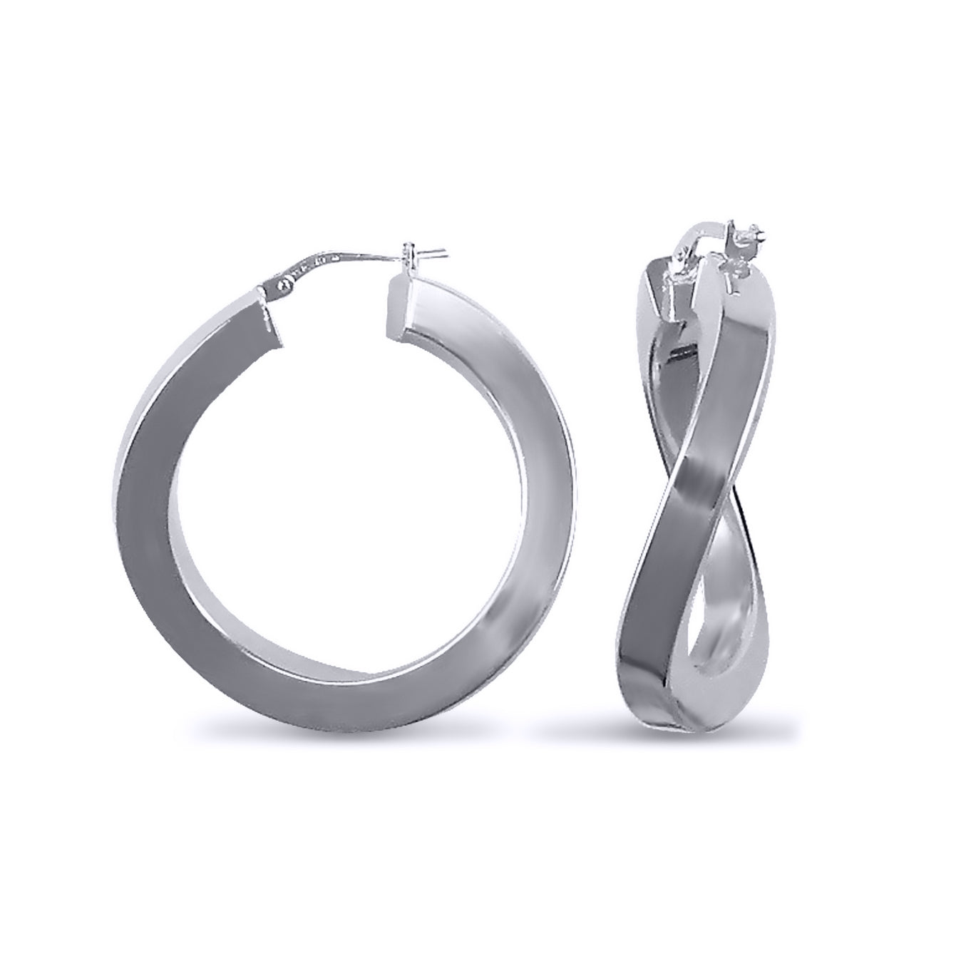 Sterling Silver  Square Tube Curved Hoop Earrings - AER024