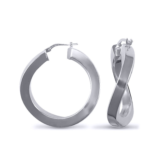 Sterling Silver  Square Tube Curved Hoop Earrings - AER024