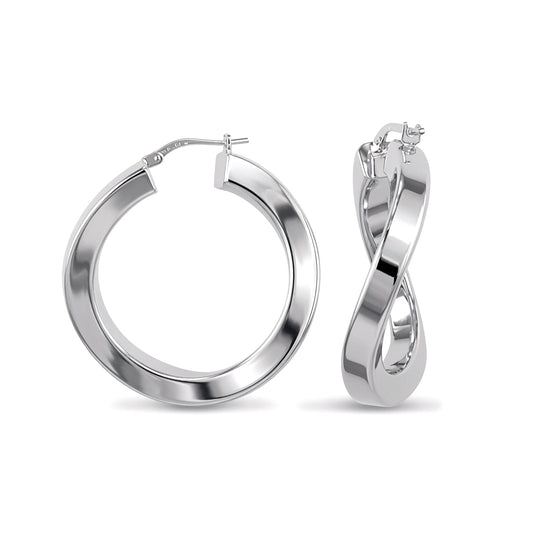 Sterling Silver  Square Tube Curved Hoop Earrings - AER024