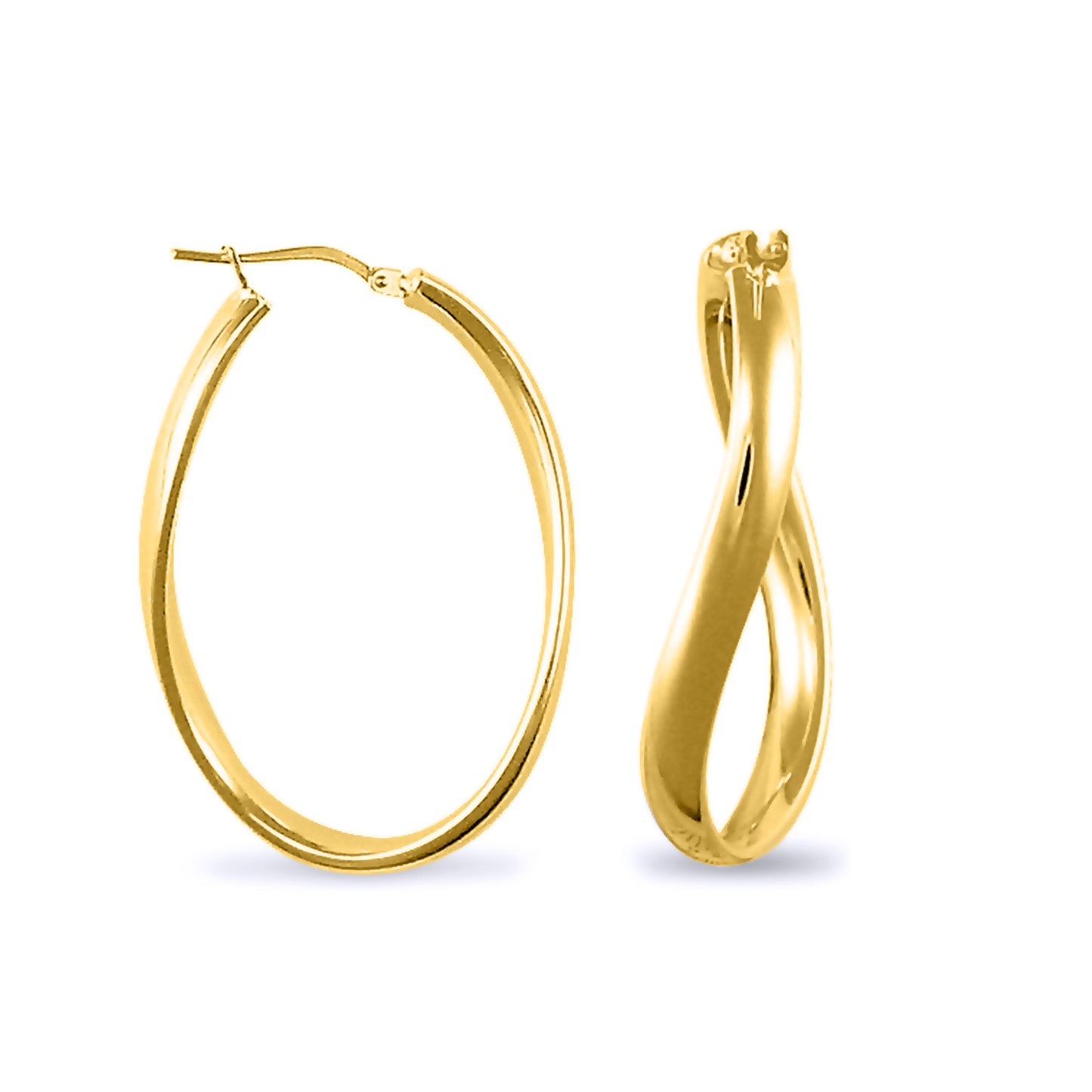 Gold-plated Sterling Silver  formed Hoop Earrings - AER027-GP