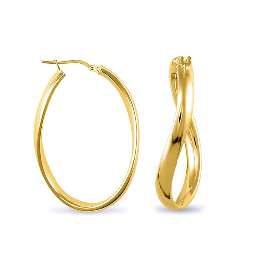 Gold-plated Sterling Silver  formed Hoop Earrings - AER027-GP