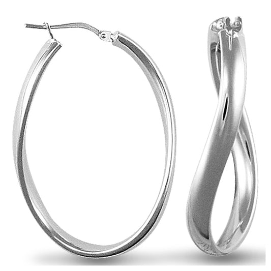 Sterling Silver  formed  Hoop Earrings - AER027