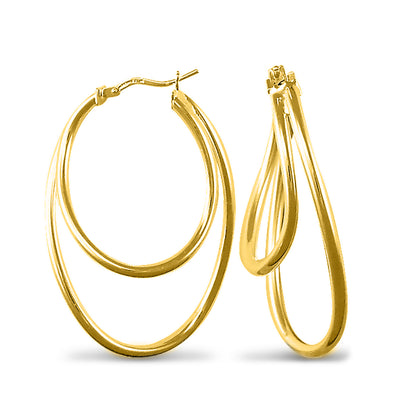 14k Gold-plated Sterling Silver  formed  Hoop Earrings - AER029-GP