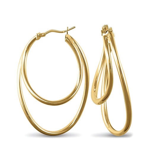 14k Gold-plated Sterling Silver  formed Hoop Earrings - AER029-GP
