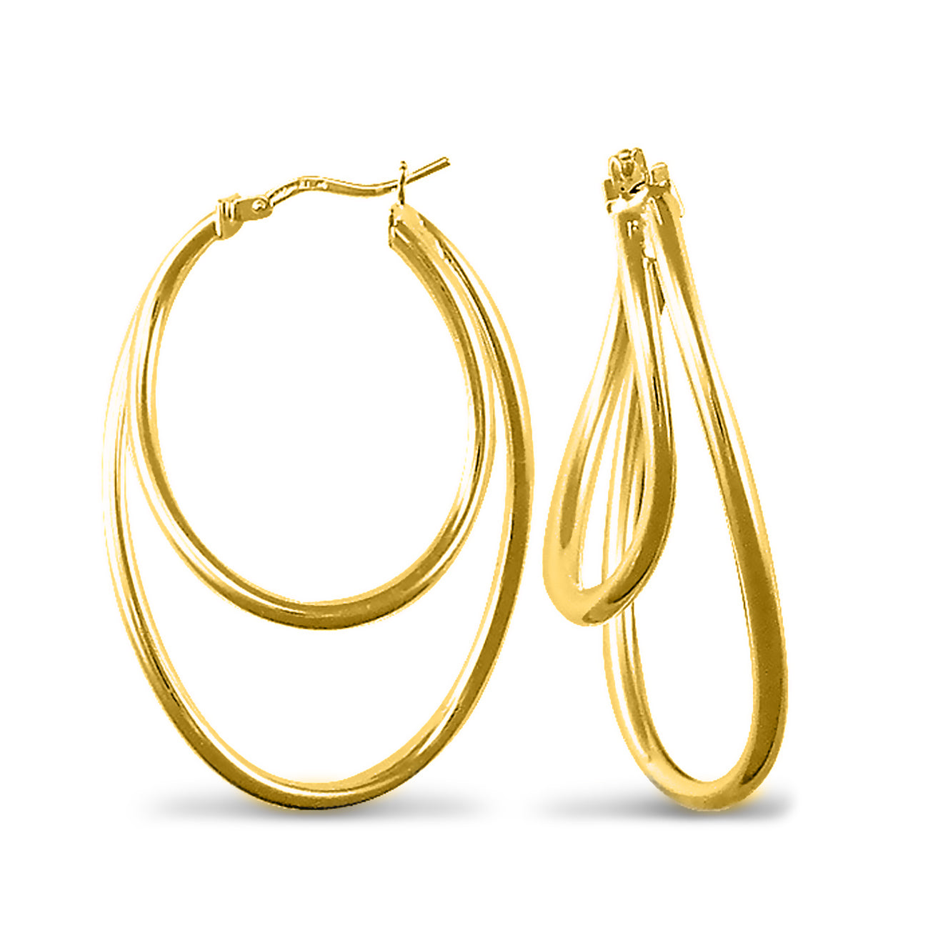 14k Gold-plated Sterling Silver  formed Hoop Earrings - AER029-GP