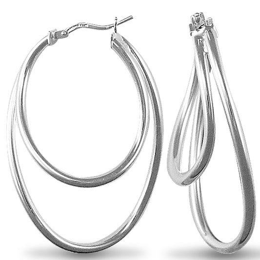 Sterling Silver  formed  Hoop Earrings - AER029