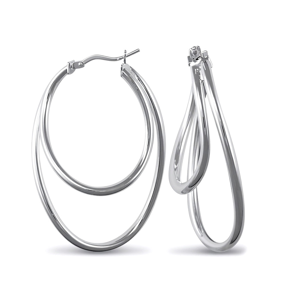 Sterling Silver  formed Hoop Earrings - AER029