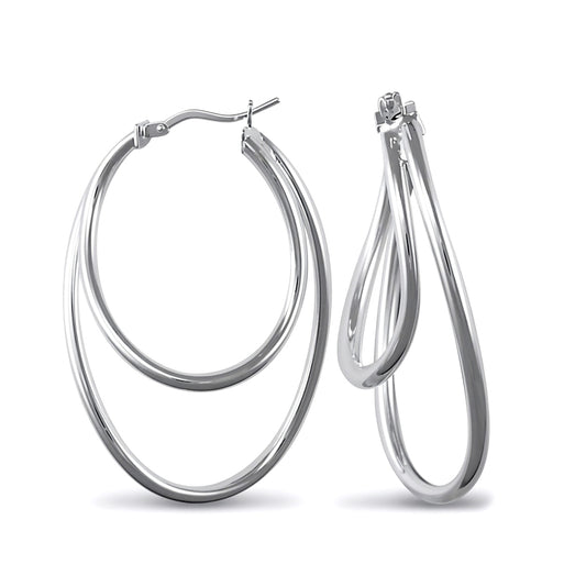 Sterling Silver  formed Hoop Earrings - AER029