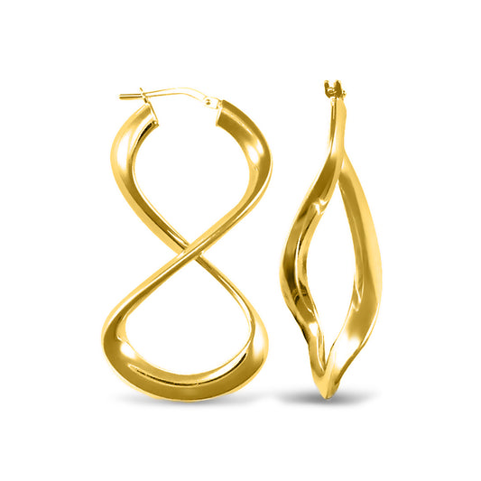 14k Gold-plated Silver  Figure of Eight Infinity Hoop Earrings - AER031-GP