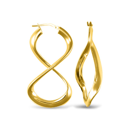 14k Gold-plated Silver  Figure of Eight Infinity Hoop Earrings - AER031-GP