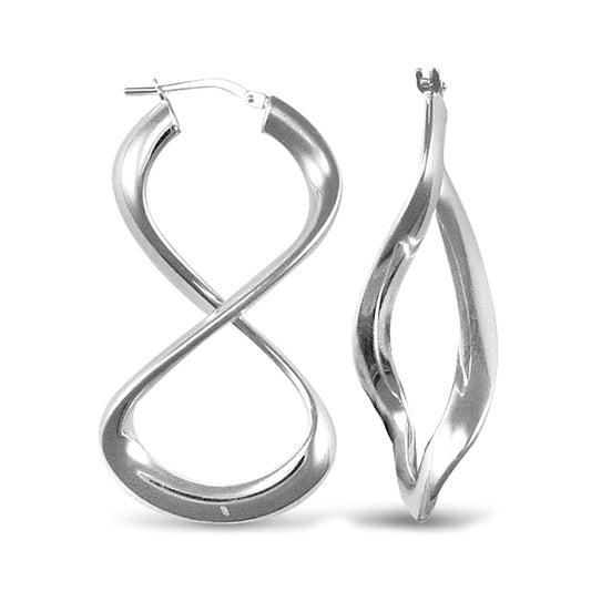 Sterling Silver  Figure of Eight Infinity Hoop Earrings - AER031