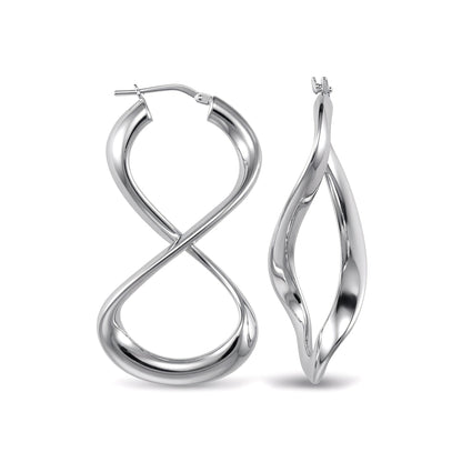 Sterling Silver  Figure of Eight Infinity Hoop Earrings - AER031