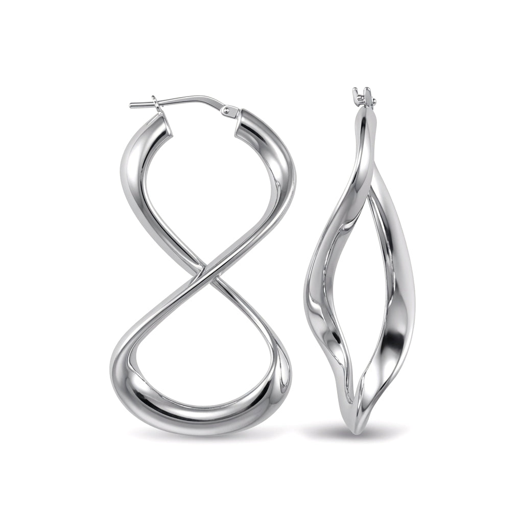 Sterling Silver  Figure of Eight Infinity Hoop Earrings - AER031