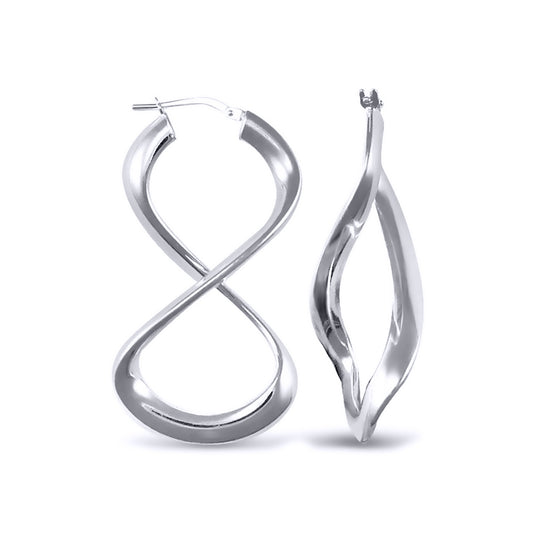 Sterling Silver  Figure of Eight Infinity Hoop Earrings - AER031