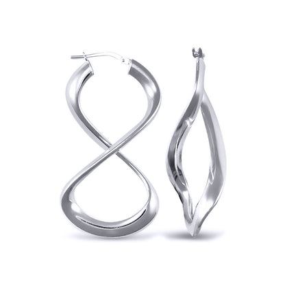 Sterling Silver  Figure of Eight Infinity Hoop Earrings - AER031