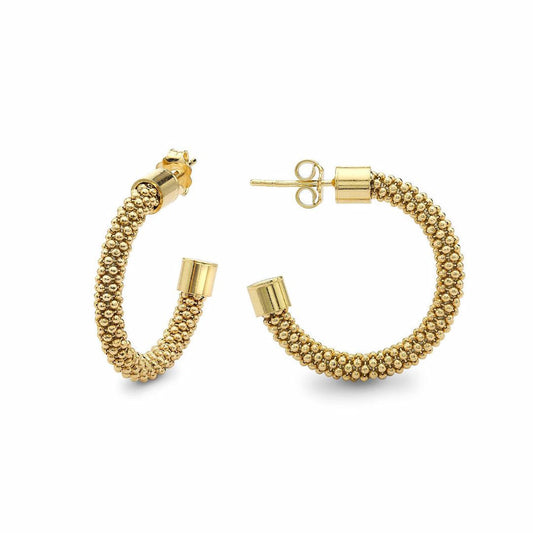 Sterling Silver  Diamond-cut Popcorn Earrings - 28mm - AER103