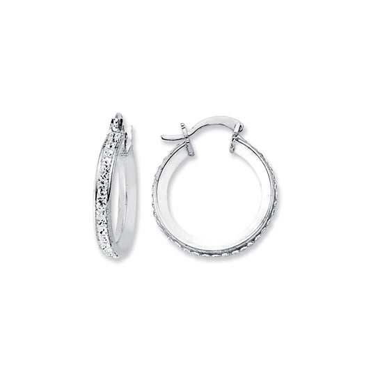 Sterling Silver  Round Crystal Eternity Hoop Earrings 22mm 3mm - AER131B