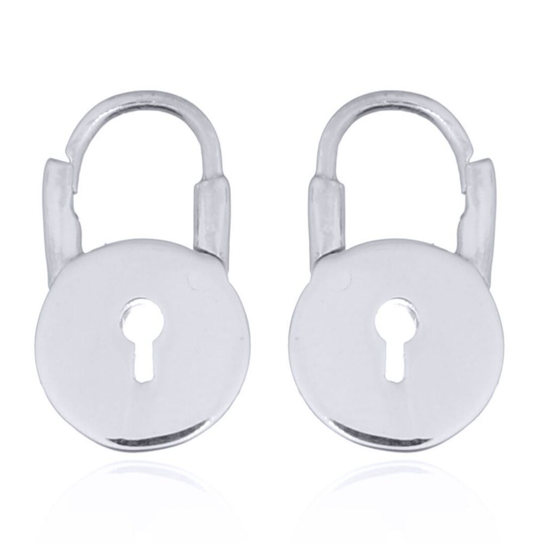 Silver  Round Love Padlock Drop Earrings - AER139