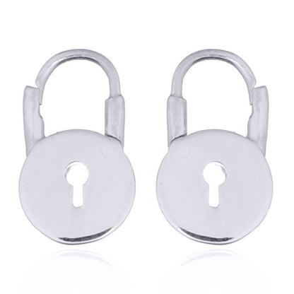 Silver  Round Love Padlock Drop Earrings - AER139