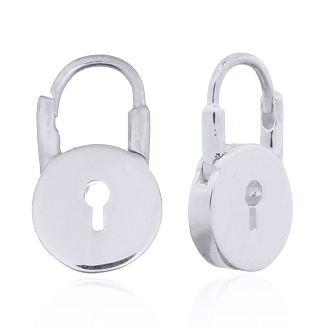 Silver  Round Love Padlock Drop Earrings - AER139