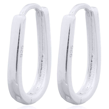 Silver  Oval Pear Drop Earrings - AER140