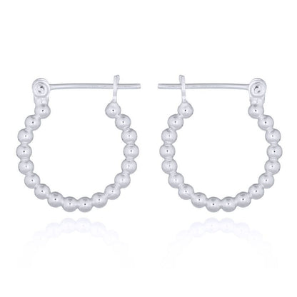Silver  Beaded Popcorn Hoop Earrings - AER144