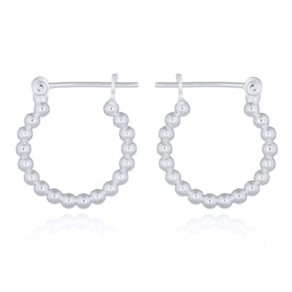 Silver  Beaded Popcorn Hoop Earrings - AER144