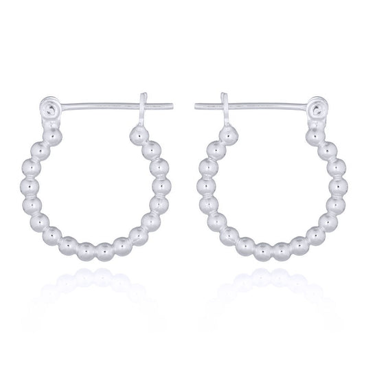 Silver  Beaded Popcorn Hoop Earrings - AER144
