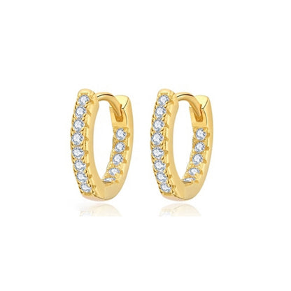 Gold-plated Silver  CZ Inside Out Eternity Huggie Hoop Earrings - AER159