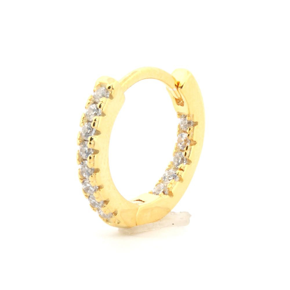 Gold-plated Silver  CZ Inside Out Eternity Huggie Hoop Earrings - AER159