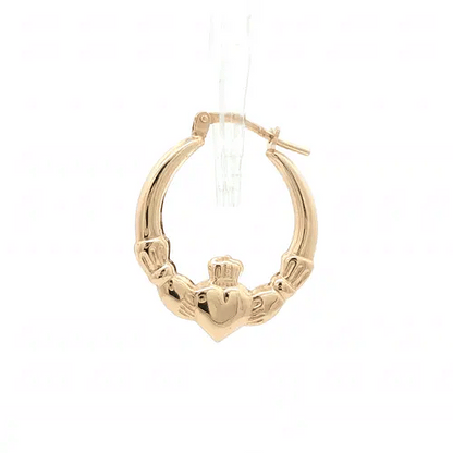 Gold-plated Silver  Love Heart Claddagh Creole Earrings 23mm - AER180-GP