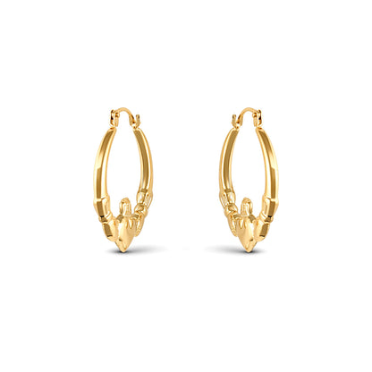 Gold-plated Silver  Love Heart Claddagh Creole Earrings 23mm - AER180-GP