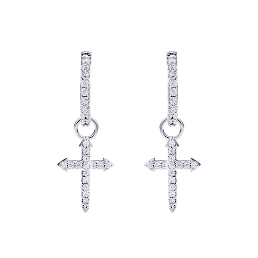Rhodium Plated Sterling Silver Cubic Zirconia Earrings - AER182