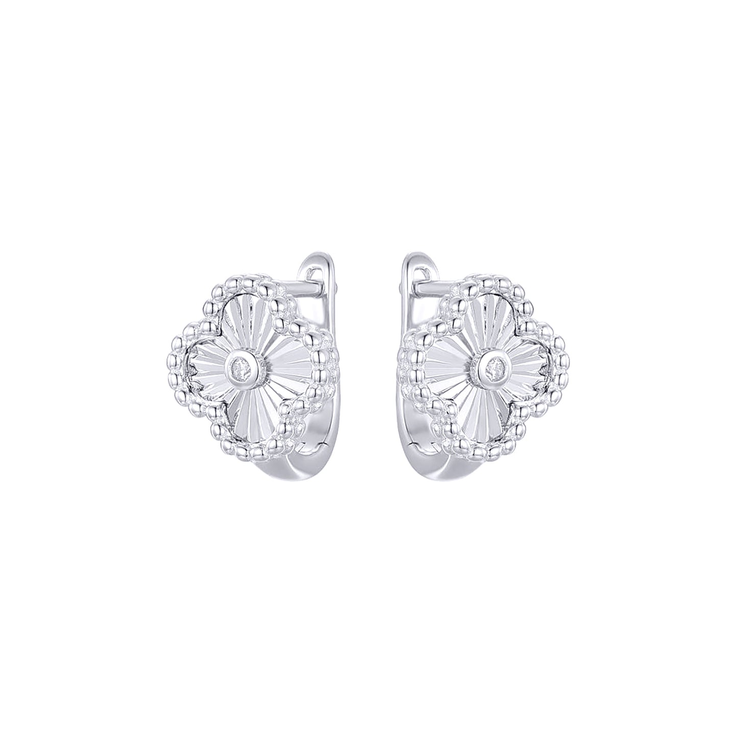 Silver  CZ Lucky Charm Clover Solitaire Drop Earrings - AER188