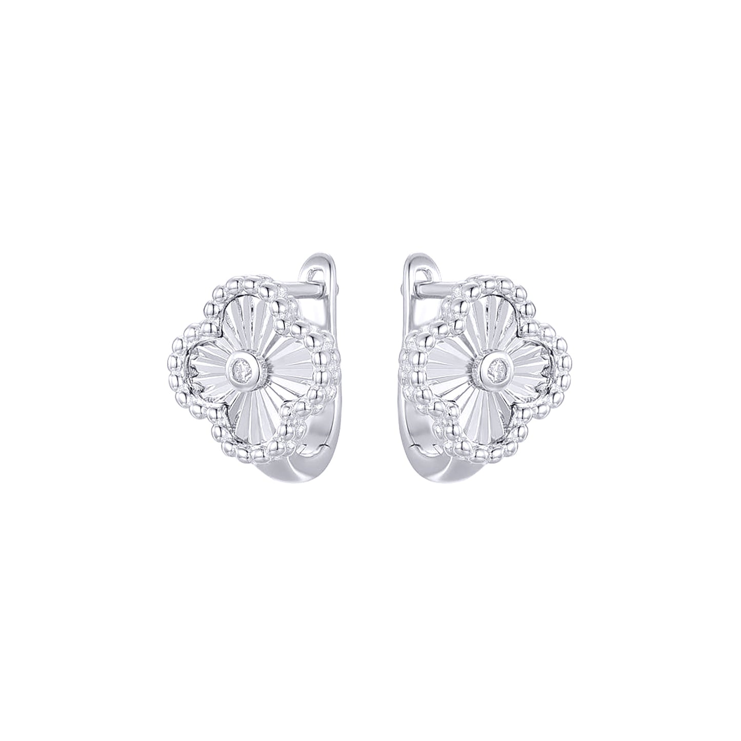 Silver  CZ Lucky Charm Clover Solitaire Drop Earrings - AER188