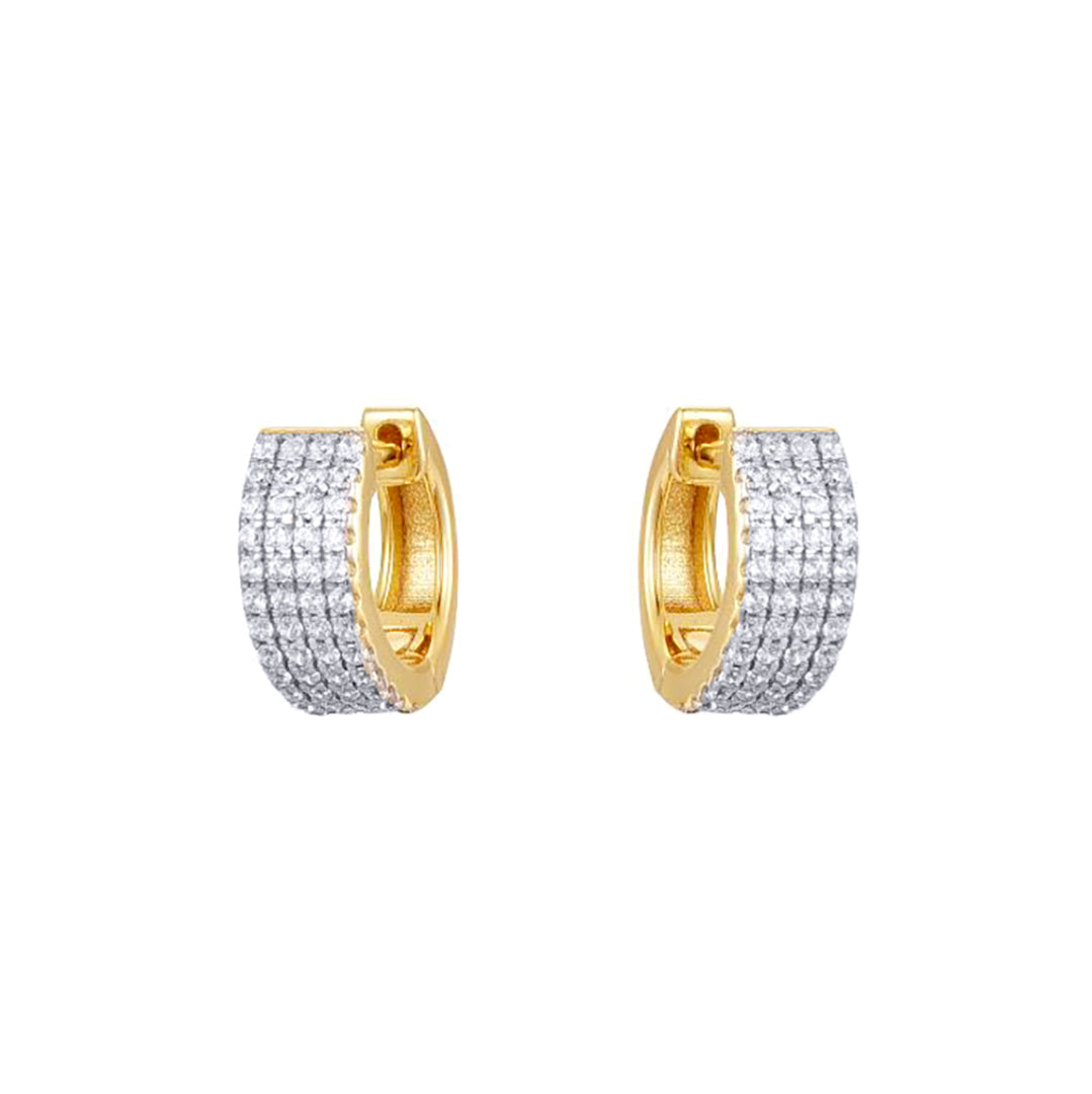 Gold-plated Silver  CZ 4 Row Eternity Huggie Hoop Earrings - AER193-GP