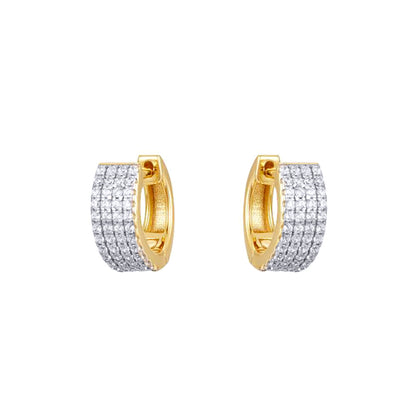 Gold-plated Silver  CZ 4 Row Eternity Huggie Hoop Earrings - AER193-GP