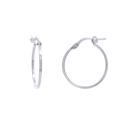 Rhodium-plated Sterling Silver  Square Tube 1mm Hoop Earrings 18mm - AER272A