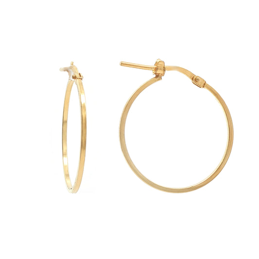 Gold-Plated Sterling Silver  Square Tube 1mm Hoop Earrings 22mm - AER272B-GP