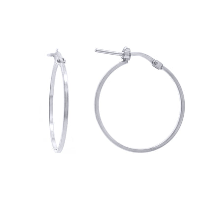 Rhodium-plated Sterling Silver  Square Tube 1mm Hoop Earrings 22mm - AER272B