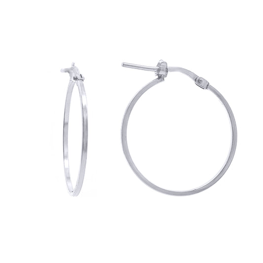 Rhodium-plated Sterling Silver  Square Tube 1mm Hoop Earrings 22mm - AER272B