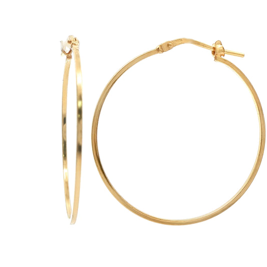Gold-Plated Sterling Silver  Square Tube 1mm Hoop Earrings 32mm - AER272C-GP
