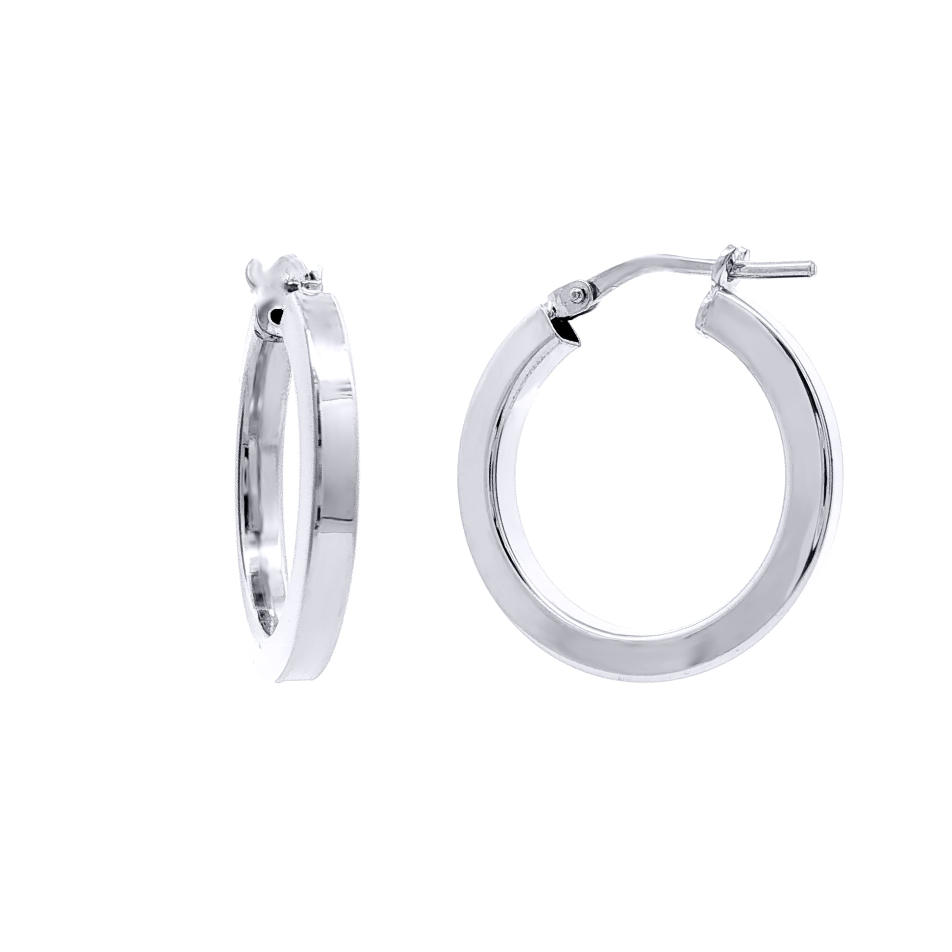 Rhodium-plated Silver  Square Tube 2.5mm Hoop Earrings 20mm - AER273B