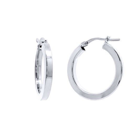Rhodium-plated Silver  Square Tube 2.5mm Hoop Earrings 20mm - AER273B