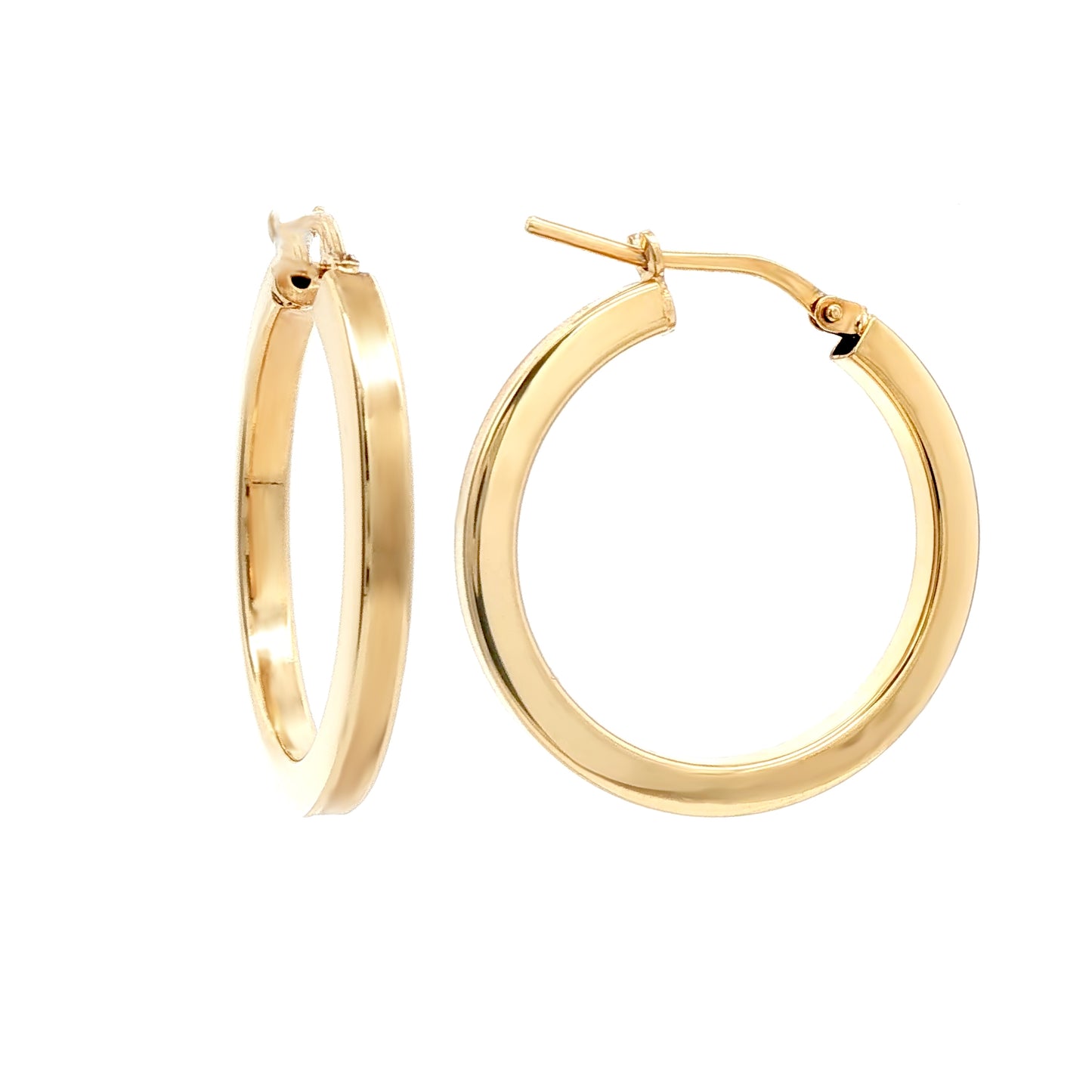 Gold-Plated Sterling Silver  Square Tube 2.5mm Hoop Earrings 25mm - AER273C-GP