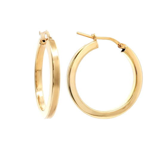 Gold-Plated Sterling Silver  Square Tube 2.5mm Hoop Earrings 25mm - AER273C-GP