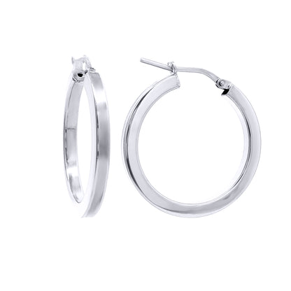 Rhodium-plated Silver  Square Tube 2.5mm Hoop Earrings 25mm - AER273C